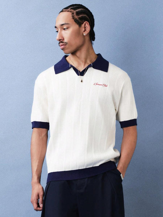 Vintage Knit Contrast Polo men's shirt - yarn-dyed knit with contrast trim