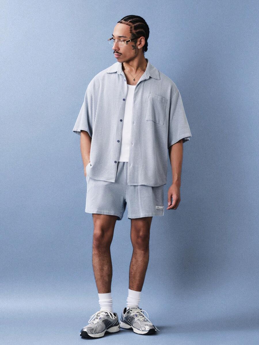 Textured Seersucker Resort men's shirt - puckered seersucker with camp collar