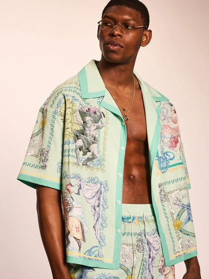 Sunset Coral Linen-Mix Men’s Shirt