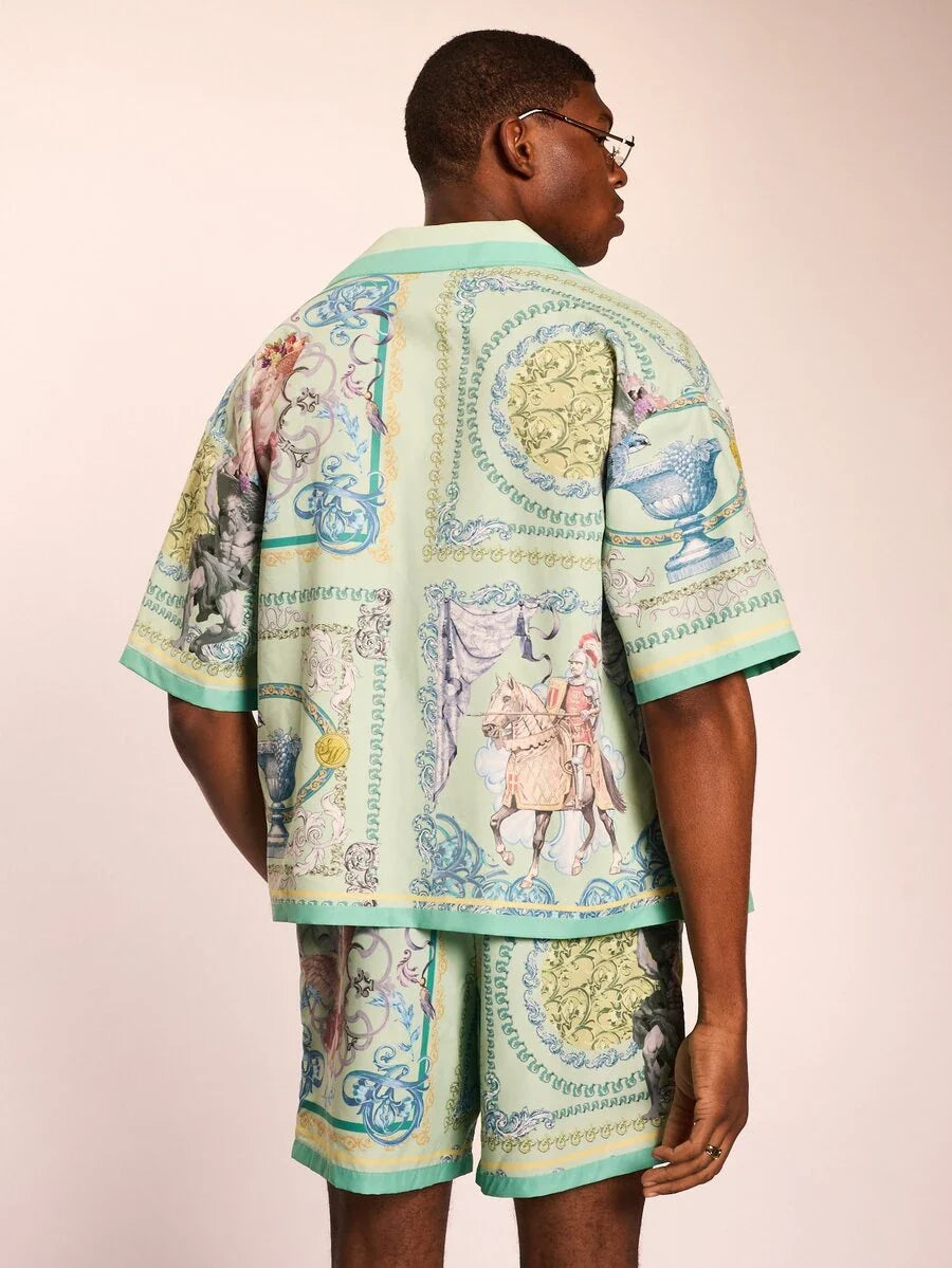 Sunset Coral Linen-Mix Men’s Shirt