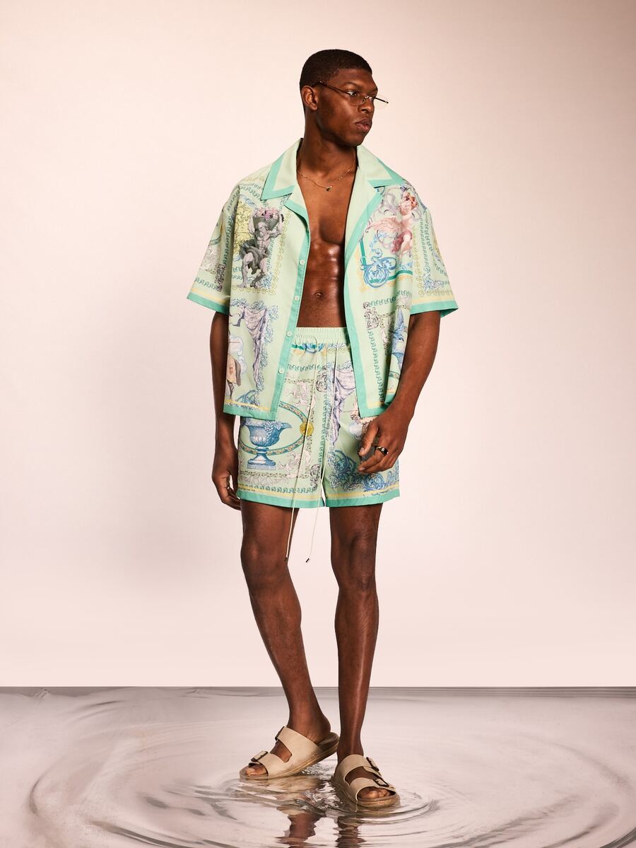 Sunset Coral Linen-Mix Men’s Shirt